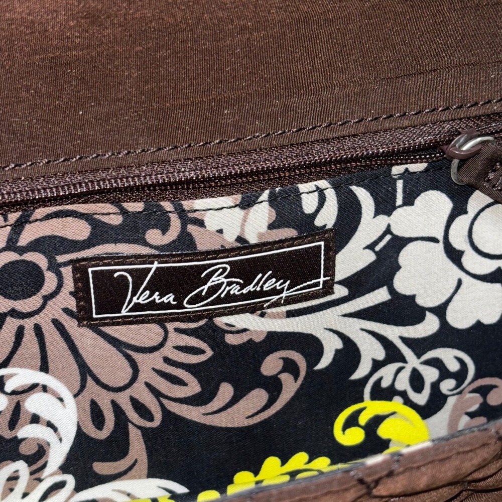 Vera Bradley Dazzle Clutch Espresso Brown Quilted Beaded Pom Pom Purse - Picture 3 of 12